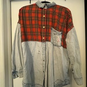 Distressed Flannel Overshirt